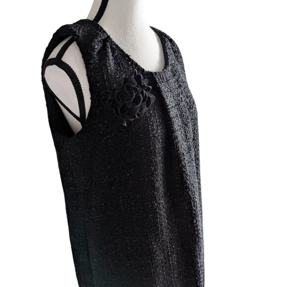 Black Bouclé Tweed Shift Dress – Approx Size L (EUC) ✨ - Picture 3 of 6